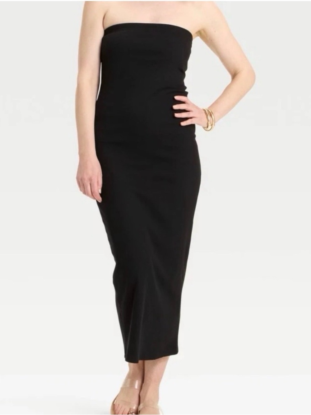 a new day Classic Black Maxi strapless dress